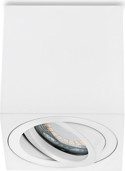 Lampada a soffitto LED bianca, quadrata, da incasso, con attacco GU10, 5W, realizzata in alluminio