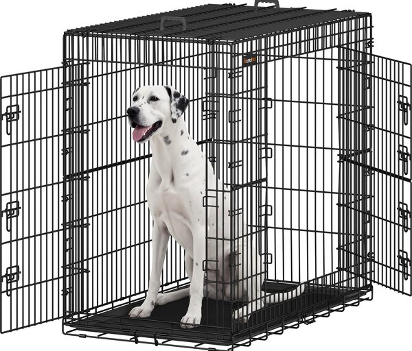 Gabbia per cani, box pieghevole per cani, XXL (alto) con 2 porte, vassoio in plastica estensibile
