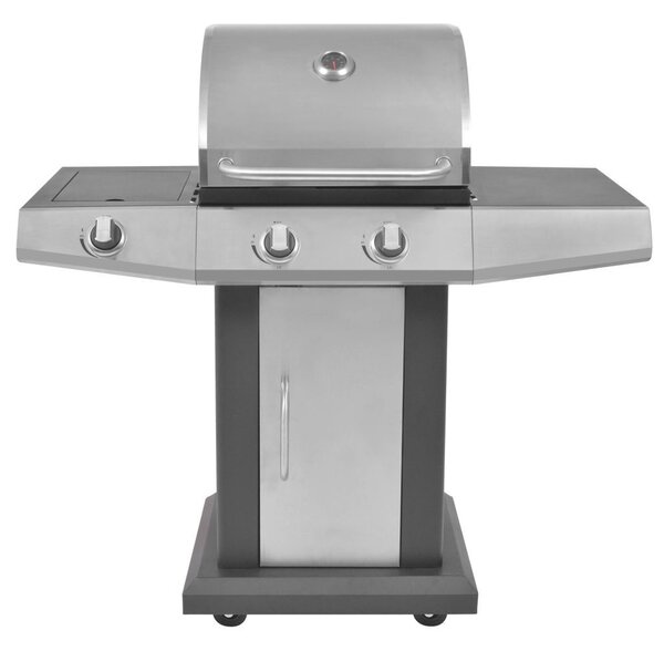 VidaXL Barbecue a gas 2+1 fiamme nero e argento
