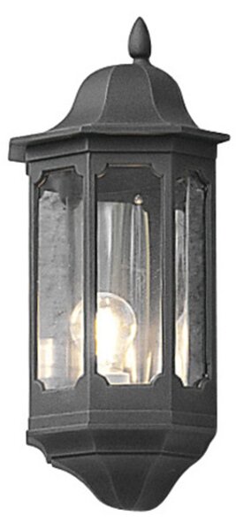 Applique Konstsmide Pallas in alluminio laccato nero con vetro acrilico color fumo. Vetro acrilico