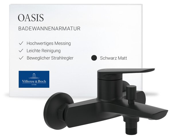 Miscelatore per vasca Villeroy & Boch Oasis, montaggio a parete – nero opaco