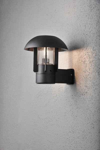 Lampada da parete Konstsmide Heimdal in alluminio laccato nero con vetro trasparente