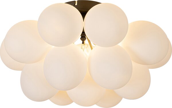 QAZQA - Lampada da soffitto in stile Art Déco | Lampada da soffitto | Lampada | Lampada nera con vetro opalino a 4 luci – Uvas | Soggiorno | Camera da letto - Sfera | Sferica - Compatibile con LED G9