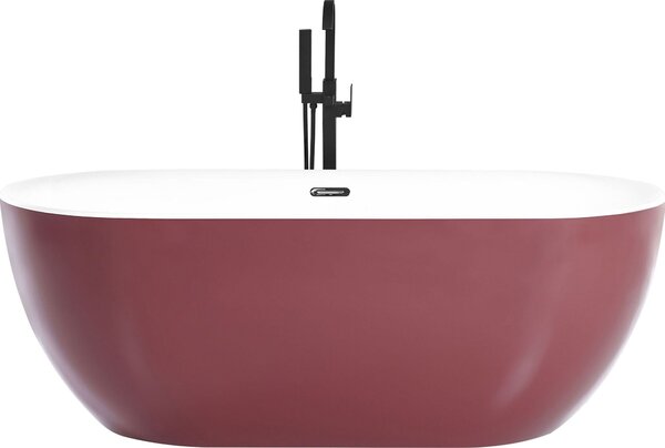 BELIANI Vasca da bagno freestanding, acrilico sanitario rosso lucido Singolo 170 x 80 cm, design moderno ovale