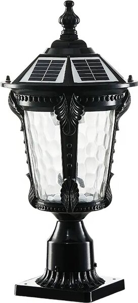 Luce solare da piedistallo nero alluminio vetro luce esterna senza fili con telecomando luce da giardino