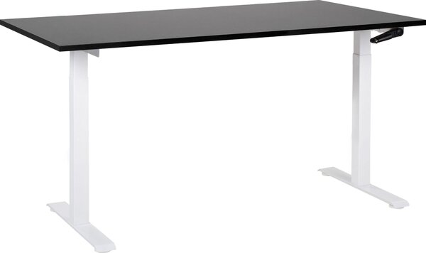 BELIANI Scrivania regolabile in altezza struttura in acciaio bianco nero 160 x 72 cm regolazione manuale in altezza scrivania moderna per ufficio