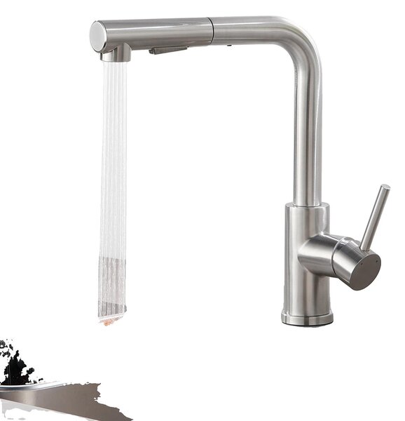 Rubinetto da cucina, con soffione estraibile, due modalità di erogazione, rubinetto per bassa pressione, attacco G3/8