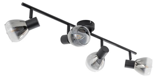 Lindby Pendura, plafoniera a 4 luci, nero, vetro