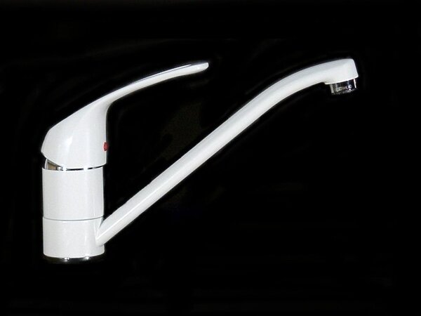 Rubinetto da cucina, piano di lavoro, lavello, rubinetto, bianco, a bassa pressione