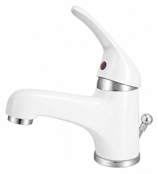 Miscelatore monocomando per lavabo, bianco. Alta pressione