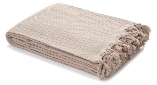 Copriletto beige in cotone 220x240 cm Lotus – Mijolnir