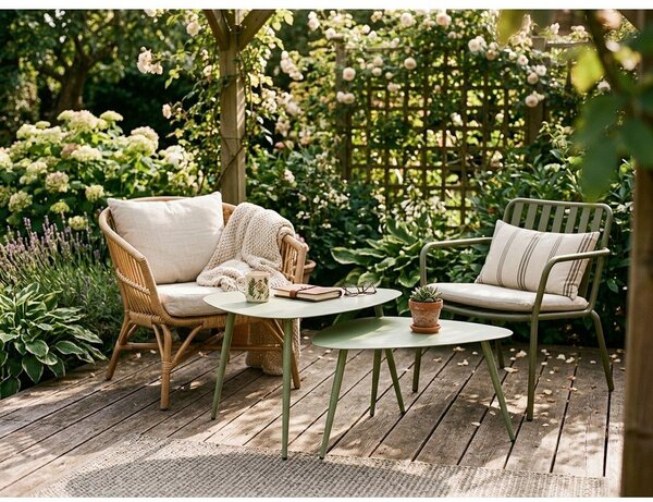 Set di tavolini da giardino in acciaio 2 pz 73,5x77,5 cm Yvonne – Bizzotto