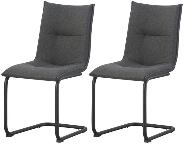 Xonox.home Set di 2 sedie Swing Sonja in tessuto antracite (L/H/D): 46 x 89 x 57 cm