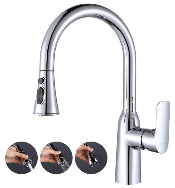 Solidchoice - Rubinetto da cucina con beccuccio estraibile e rotazione a 360°