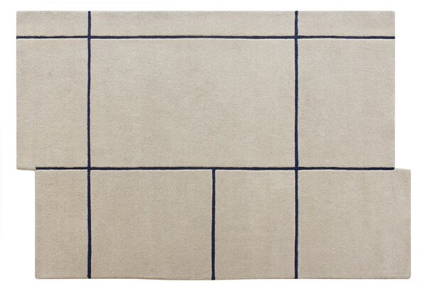 Tappeto asimmetrico taftato 100% lana 160 x 230 cm Beige e blu scuro 2200g/m² - ORANY