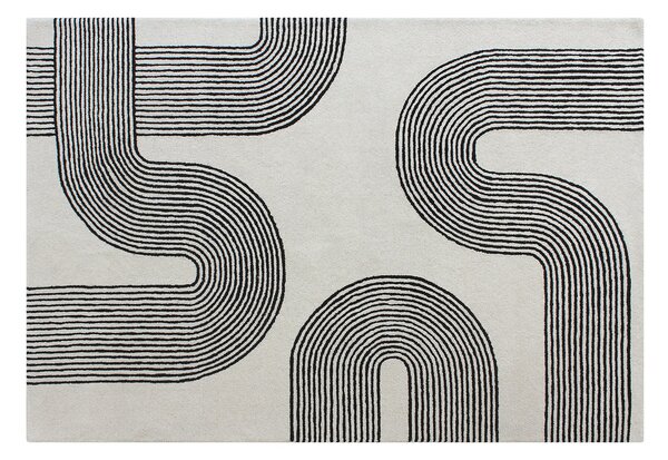 Tappeto taftato 100% lana 160 x 230 cm Bianco e nero 2300g/m² - NOCENO