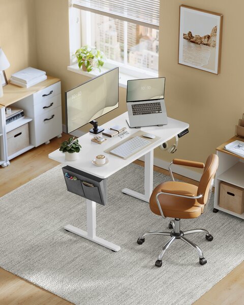 SONGMICS Scrivania elettrica regolabile in altezza 120cm 4 altezze bianco