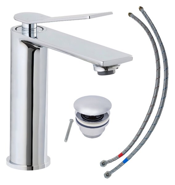Miscelatore per lavabo della collezione SCHÖNER WOHNEN VIOLA M, cromo, rubinetto adatto ai lavabi a parete del vostro bagno