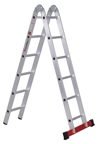 Scala pieghevole Euroline in alluminio, numero di pioli 2 x 6 3170106 (Scala pieghevole)