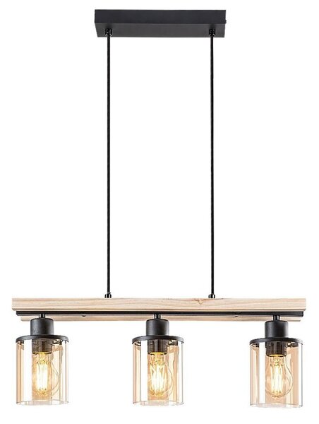 Rabalux 72083 Lampada a sospensione 3 punti Niylah, E27 legno, nero-arancio, rotonda, moderna, ø95mm