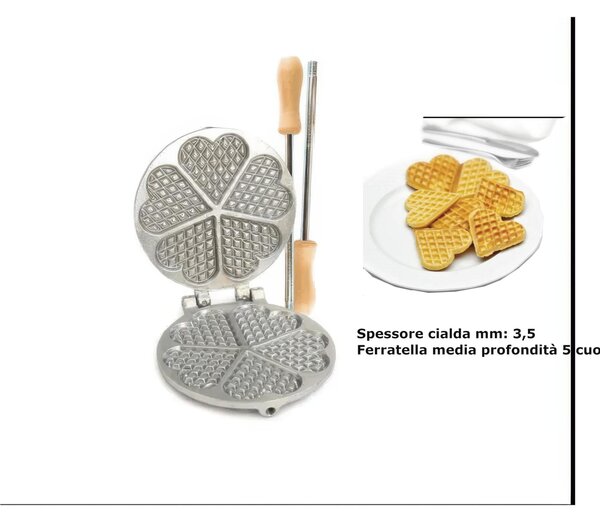 Stampo per ferratelle tondo media profondit� 5 cuori Dimensioni 18,5x18,5x h 7 cm Stampo rotondo in alluminio per uso alimentare