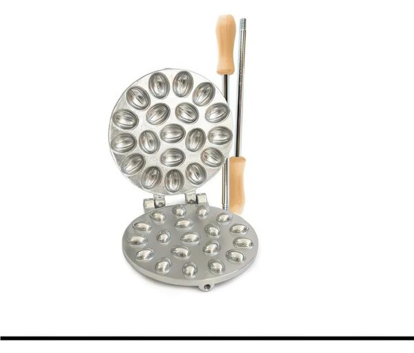 Biscottiera A GAS Rotonda Stampi per Ferratelle tondo 19 PZ noci gusci Dimensioni 18,5x18,5x h 7 cm Stampo rotondo in alluminio per uso alimentare