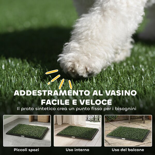 PawHut Tappetino Erboso Lavabile per Cani con Erba Artificiale e Vassoio per Uso Interno ed Esterno 76 x 50,5 cm | Aosom Italy