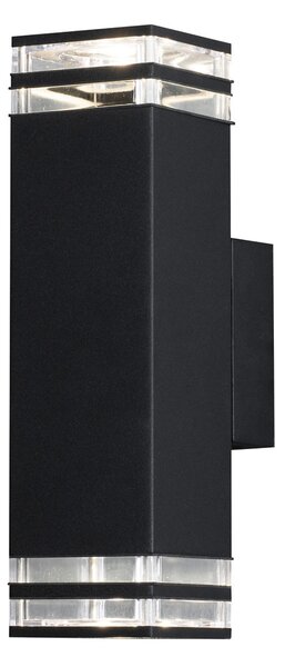 Konstsmide Pollux applique up/down con 2xstripes nero, base 2xGU10, max 2x7W, 240V, alluminio/vetro acrilico, 408-750