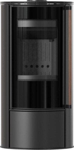 KRATKI ERIK Ø150 5,5 kW Stufa Termotec nera con maniglia in legno di jatoba