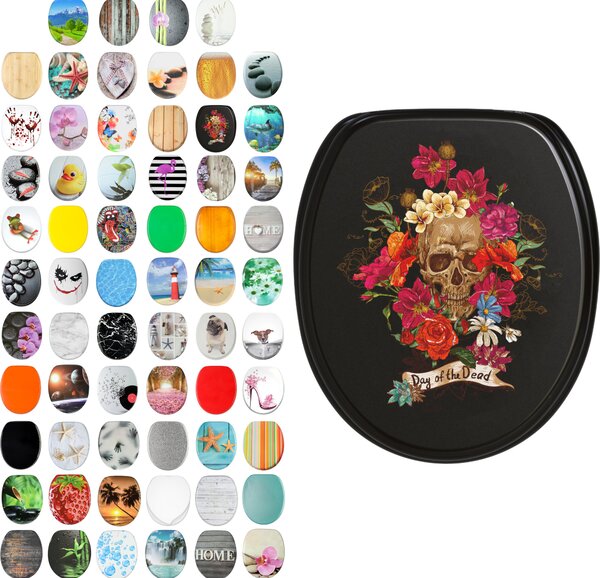 Sedile WC SANILO® con chiusura ammortizzata e chiusura rapida "Day of the Dead", coperchio WC direttamente dal produttore, coperchio per WC, sedile WC, coperchio per WC