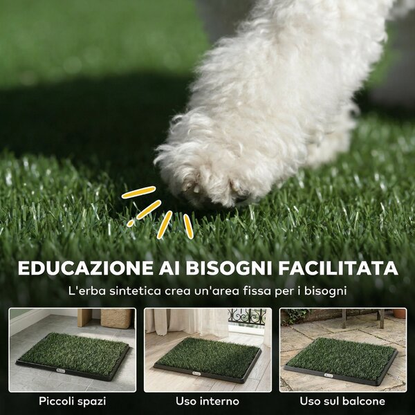 PawHut tappetino per cani con vassoio ed erba artificiale, 63 x 50,5 cm, verde | Aosom Italy