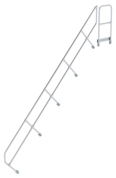 Scala con piattaforma a 45° secondo corrimano per 16 gradini inclinazione 45°