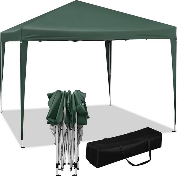 WOLTU Gazebo pop-up impermeabile, gazebo pieghevole parasole, gazebo per eventi, gazebo da giardino per terrazza, ideale per campeggio, festival. Tenda pagoda in tessuto Oxford con struttura in metallo, 3 x 3 metri, colore verde
