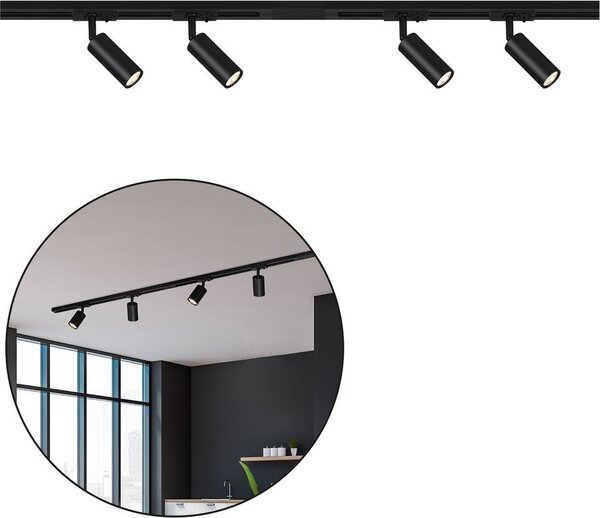 Sistema di binari Briloner Rail, set completo, 4x faretti LED, nero