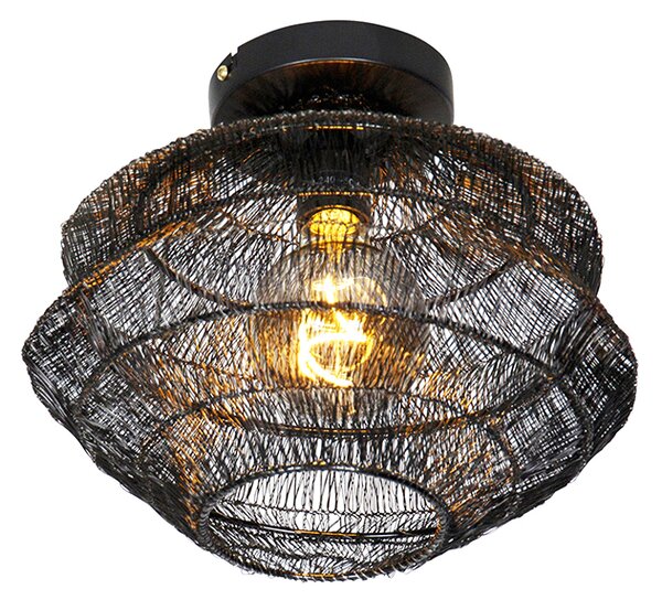 QAZQA - Oriental Oriental lampada da soffitto nera 25 cm - Vadi I Soggiorno I Camera da letto - Acciaio rotondo - LED adatto E27