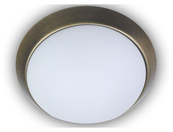 Plafoniera rotonda in vetro opale anello decorativo in ottone antico Ø 25cm Luce da ufficio Luce da cucina