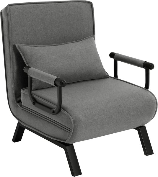 Poltrona letto WOLTU 3 in 1, con schienale regolabile, struttura in metallo canvas, grigio scuro