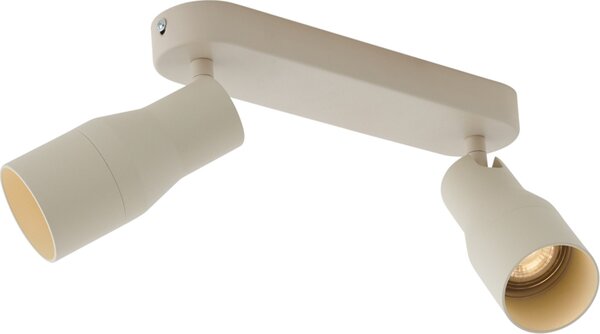 QAZQA - Lampada da soffitto moderna rotonda | Lampada da soffitto | Lampada | Apparecchio di illuminazione beige GU10 50 mm a 2 luci - Stanley | Soggiorno | Camera da letto - Alluminio rotonda | Ovale - Adatta a LED GU10