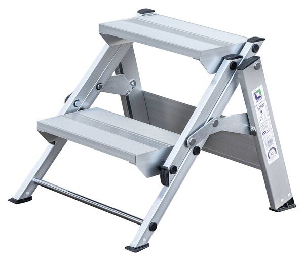 Scala pieghevole in alluminio, 2 gradini 55002