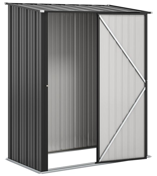 Casetta da giardino Outsunny con tetto a una falda, 1,34 m², casetta da giardino, ripostiglio per attrezzi, nera