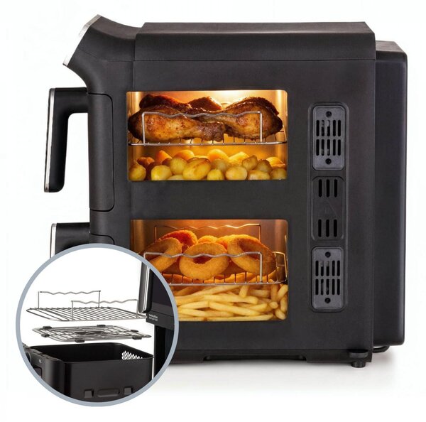 Ariete Friggitrice ad Aria Doppio Cestello Verticale Capacit 11 Litri Potenza 2460 Watt con Timer e Ciotola Antiaderente colore Nero - 00C464000AR