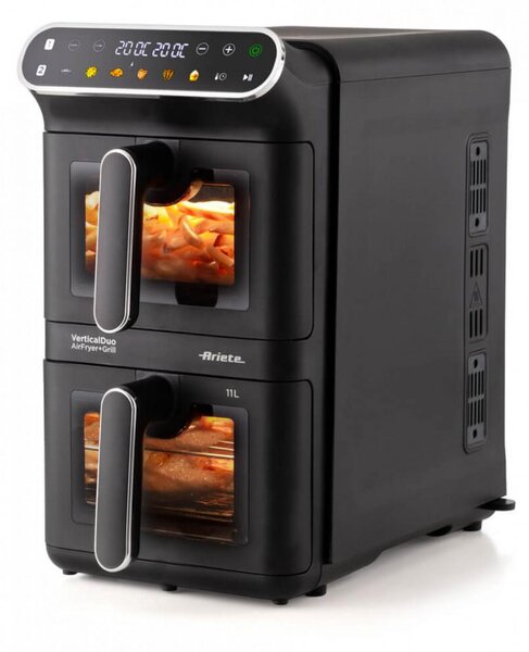 Ariete Friggitrice ad Aria Doppio Cestello Verticale Capacit 11 Litri Potenza 2460 Watt con Timer e Ciotola Antiaderente colore Nero - 00C464000AR