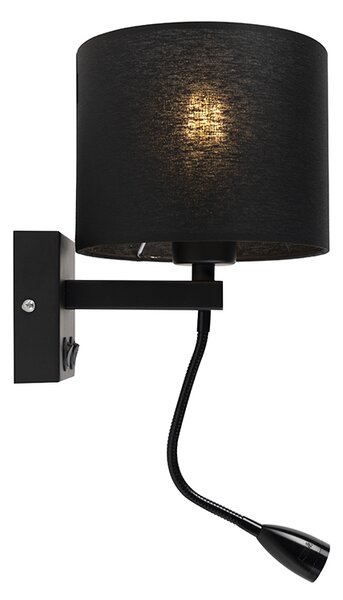 Applique moderna nera con paralume nero - Brescia