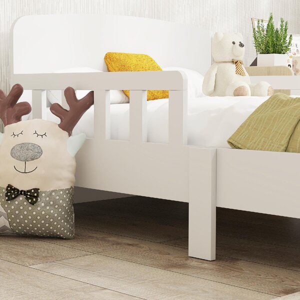 DecHome Letto per Bambini 3-8 Anni con Sponde Laterali Anticaduta 143.5x74.2x54 cm in Legno colore Bianco