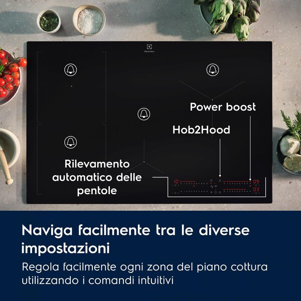 Electrolux Piano Cottura a Induzione 4 Fuochi 60 cm con Comandi Touch materiale Vetroceramica colore Nero - KIS62453I