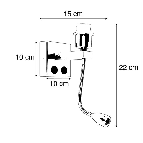 Lampada da parete moderna nera con braccio flessibile - Brescia Combi
