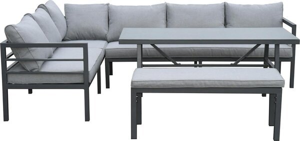 Set da salotto da giardino "Maia", in alluminio, colore grigio, per 8 persone