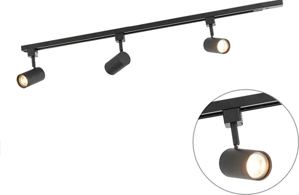 QAZQA - Sistema di binari moderno a 1 fase | Faretto | Faretto da soffitto | Proiettore da soffitto | Proiettore con barra a 3 luci | Faretto | Faretto da soffitto | Proiettore da soffitto | Proiettore | Lampada | Lampada