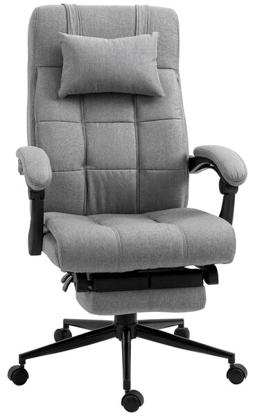 Sedia da ufficio Moonbite con cuscino per la testa e braccioli, sedia girevole regolabile in altezza da 47 a 55 cm, sedia ergonomica da scrivania con inclinazione fino a 155°, tessuto di lino, color grigio chiaro