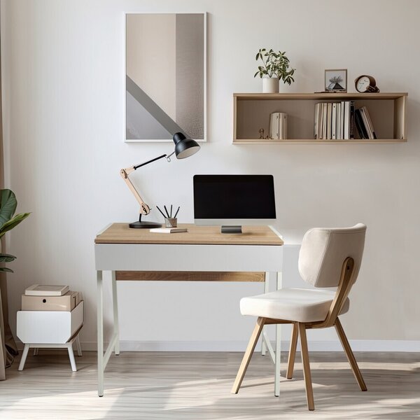 Scrivania POLLUX / Decorazione rovere sbiancato e bianco